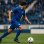 Actiefoto van een KRC Genk-middenvelder in wedstrijdcontext, zonder herkenbare gezichten