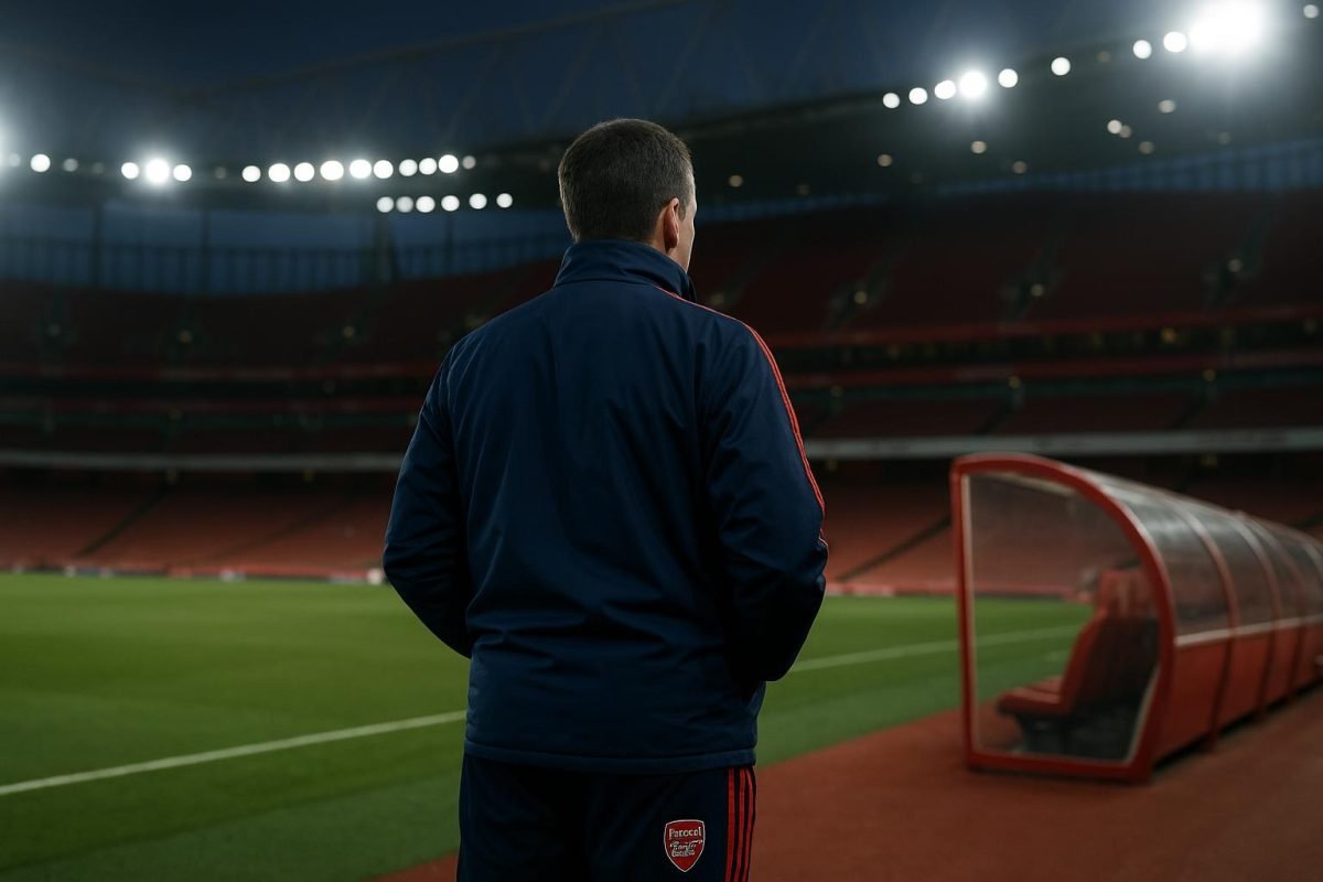 Arsenal-coach Mikel Arteta langs de zijlijn tijdens een wedstrijd