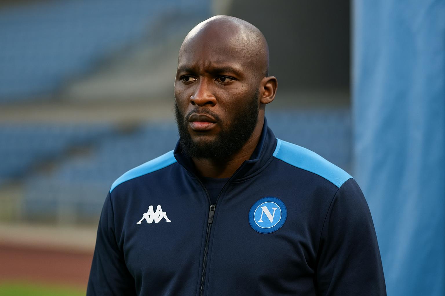 Romelu Lukaku in Napoli-context tijdens een trainingsmoment, met focus op zijn toekomst en de gesprekken met Antonio Conte.