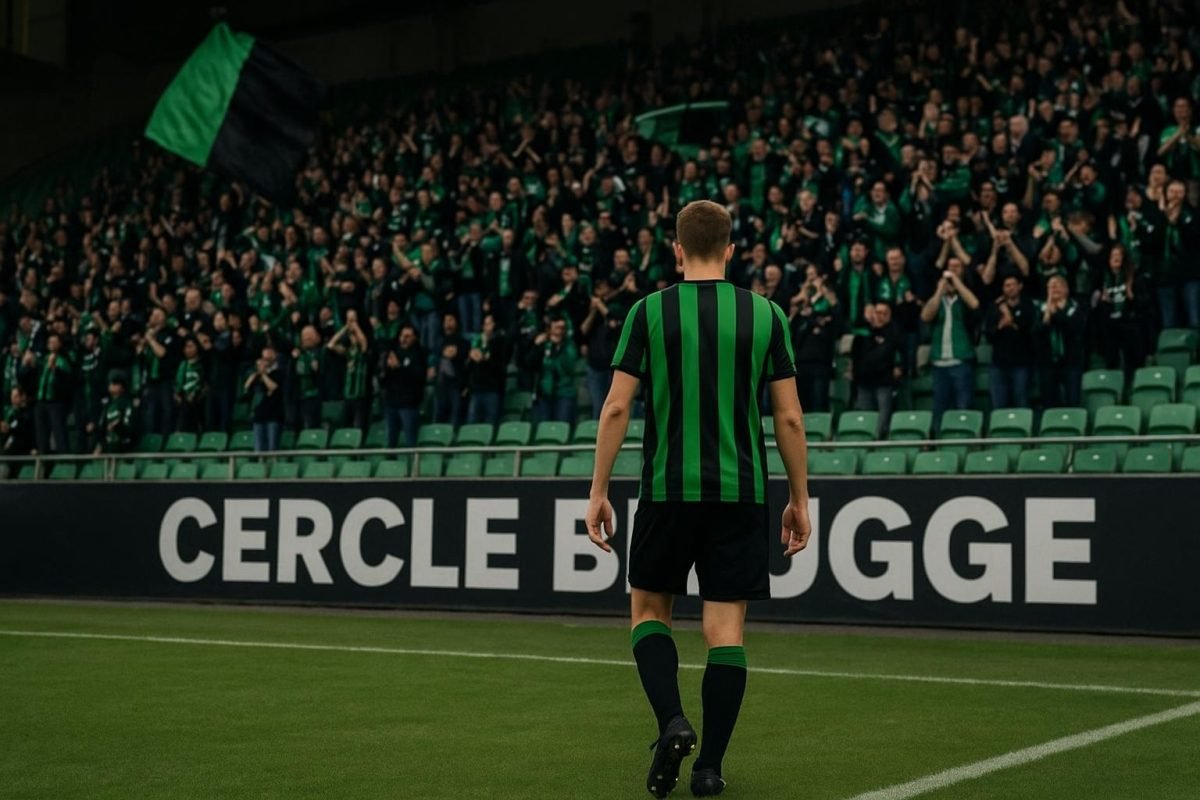 Supporters van Cercle Brugge in het stadion tijdens een wedstrijd