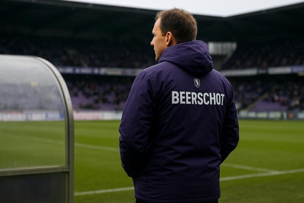 Beerschot-coach Mo Messoudi langs de zijlijn tijdens een wedstrijd