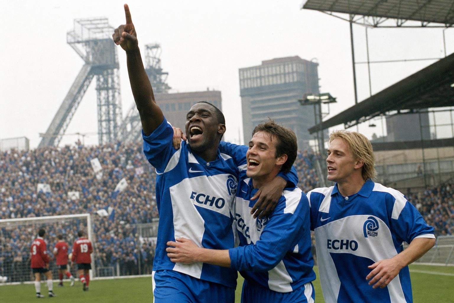 KRC Genk-supporters eind jaren negentig in Limburgse sfeer