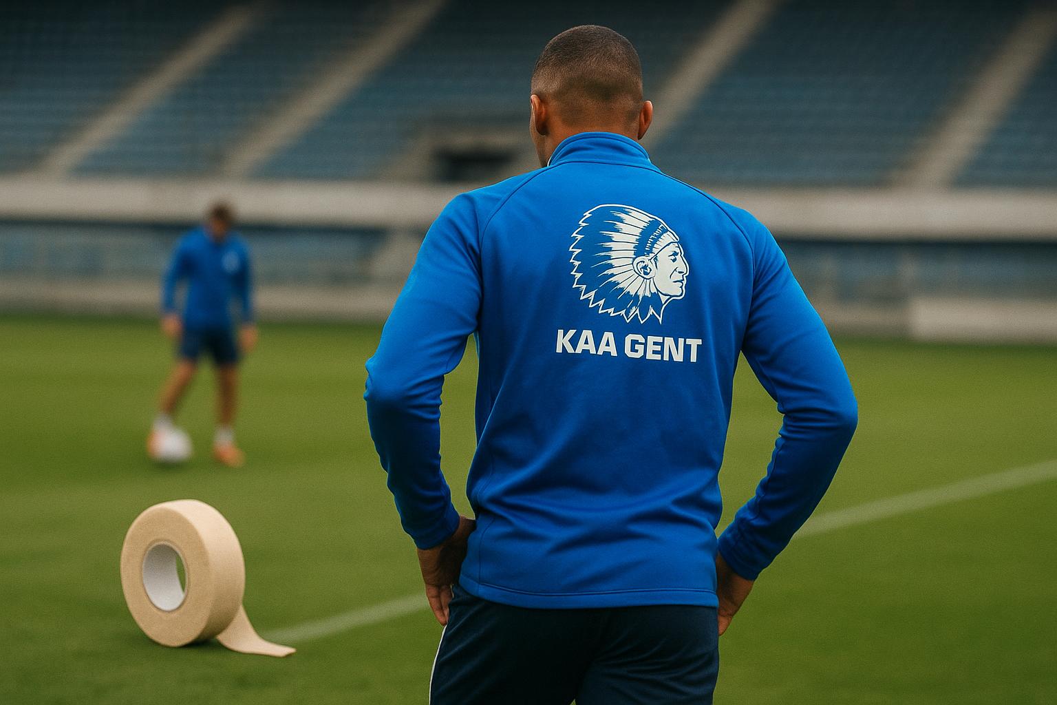 Sfeerbeeld rond KAA Gent met focus op een middenveldspeler tijdens training