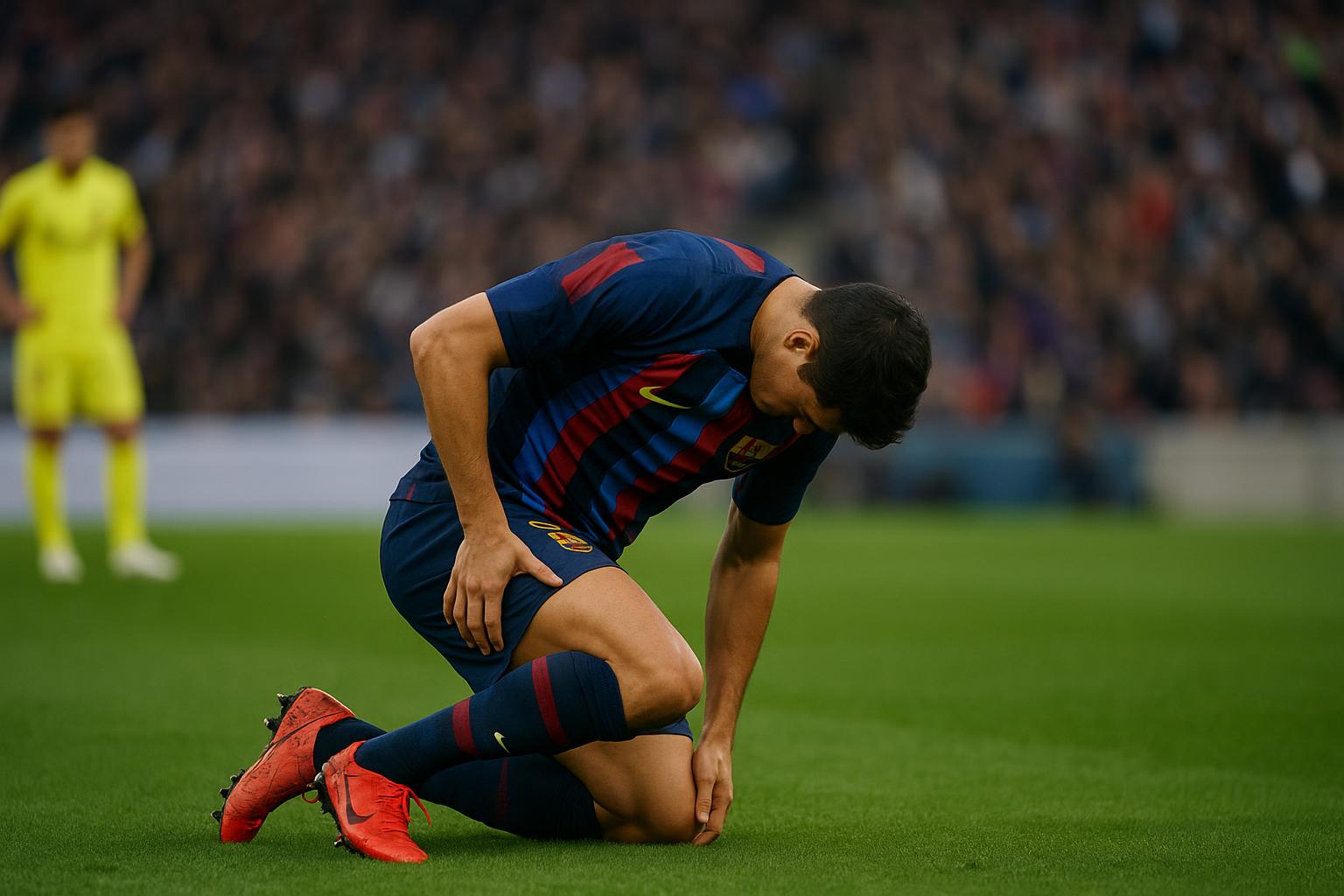Wedstrijdmoment van FC Barcelona met Lamine Yamal na een penalty, in de context van zijn hamstringblessure