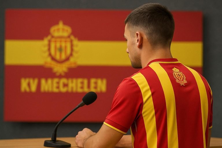 Sfeerbeeld rond KV Mechelen met Benito Raman op de achtergrond