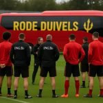 Sfeerbeeld van een trainingskamp van de Rode Duivels zonder herkenbare gezichten
