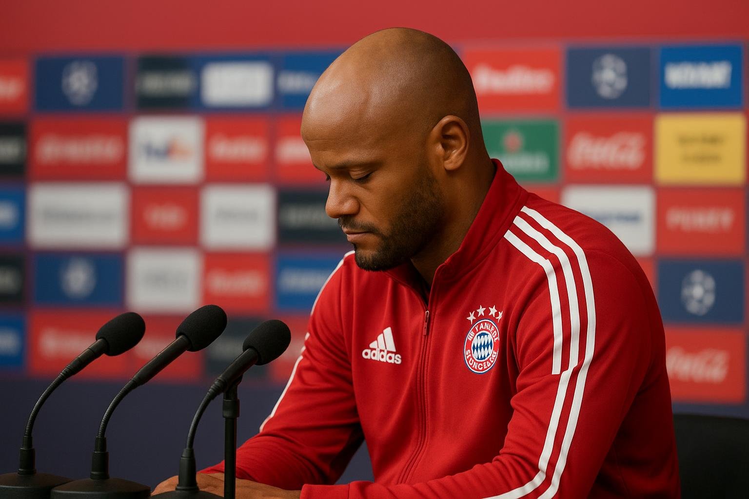 Vincent Kompany tijdens een persmoment bij Bayern München