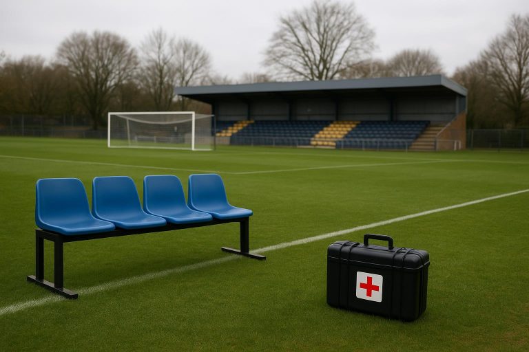Training op een voetbalveld met spelers van Union Saint-Gilloise op de achtergrond, zonder herkenbare gezichten