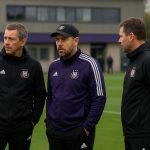 Neerpede, RSC Anderlecht: sfeerbeeld bij de technische omkadering rond Antoine Sibierski
