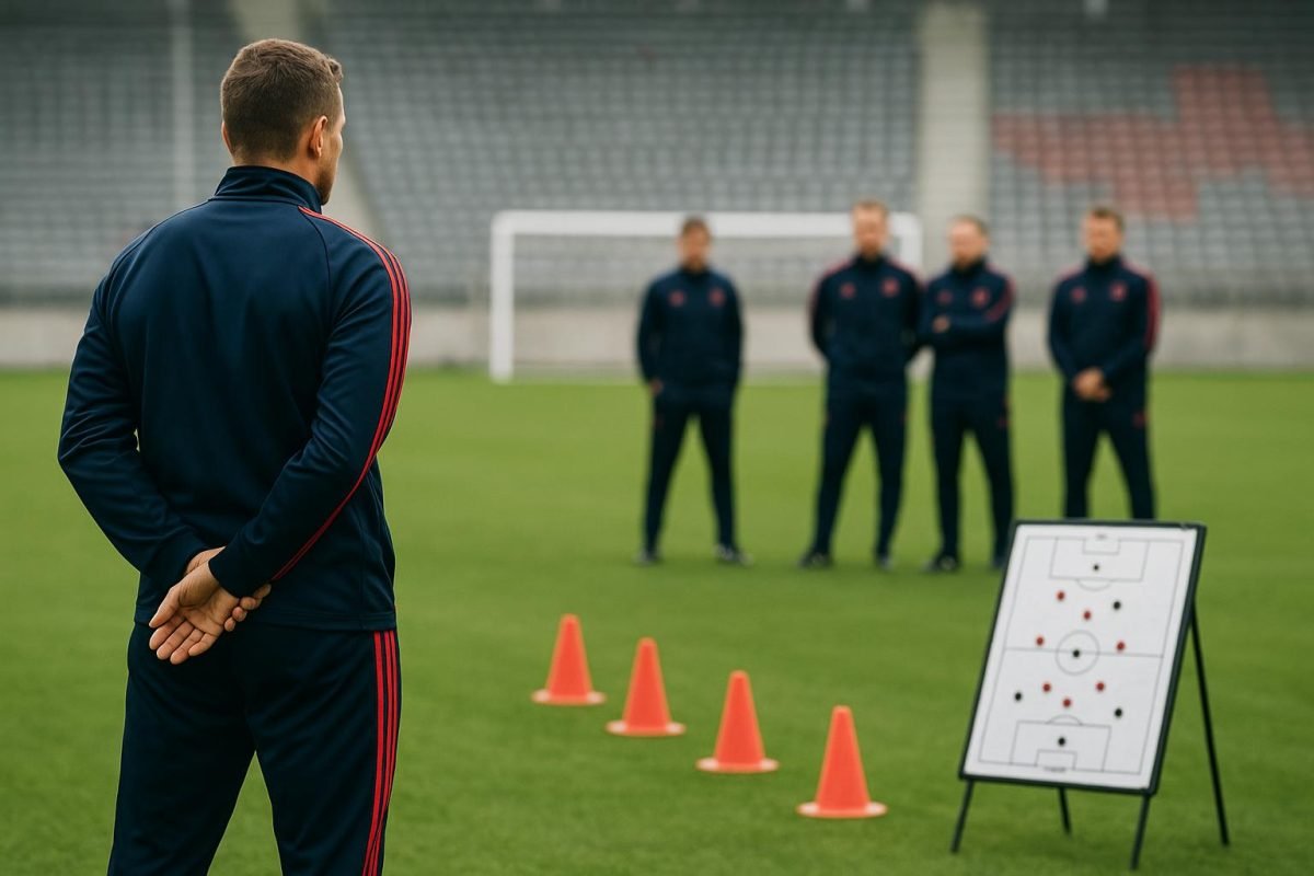 Vincent Kompany aan de zijlijn tijdens een trainingsmoment bij Bayern München