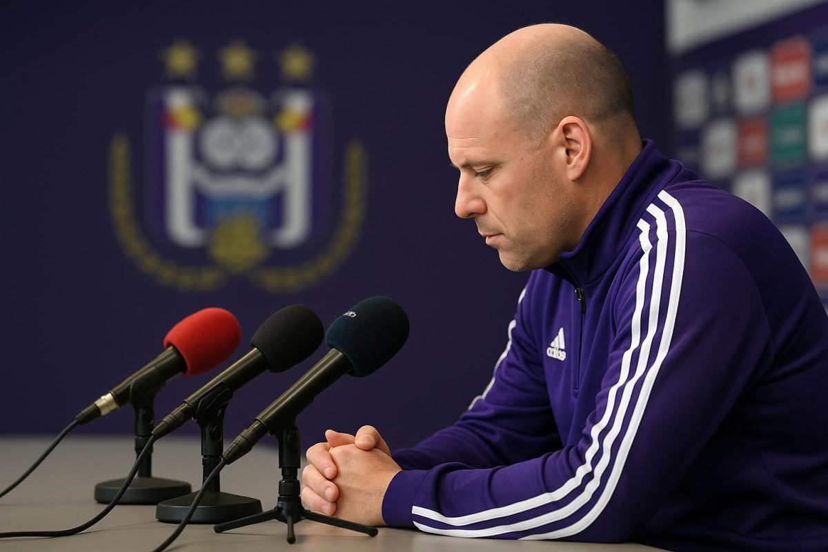 Jérémy Taravel van RSC Anderlecht tijdens een persmoment