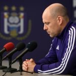 Jérémy Taravel van RSC Anderlecht tijdens een persmoment