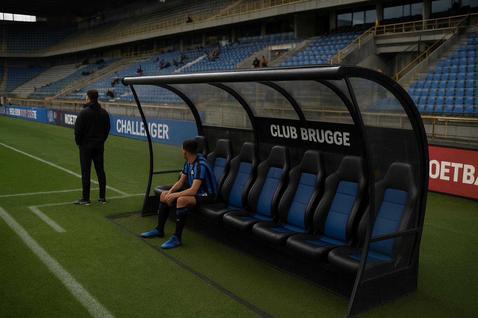 Teleurgestelde spelers van Club NXT langs het veld in een stadionomgeving