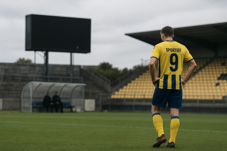 Spelers van Sportief Rotselaar in een stadionomgeving na een wedstrijd