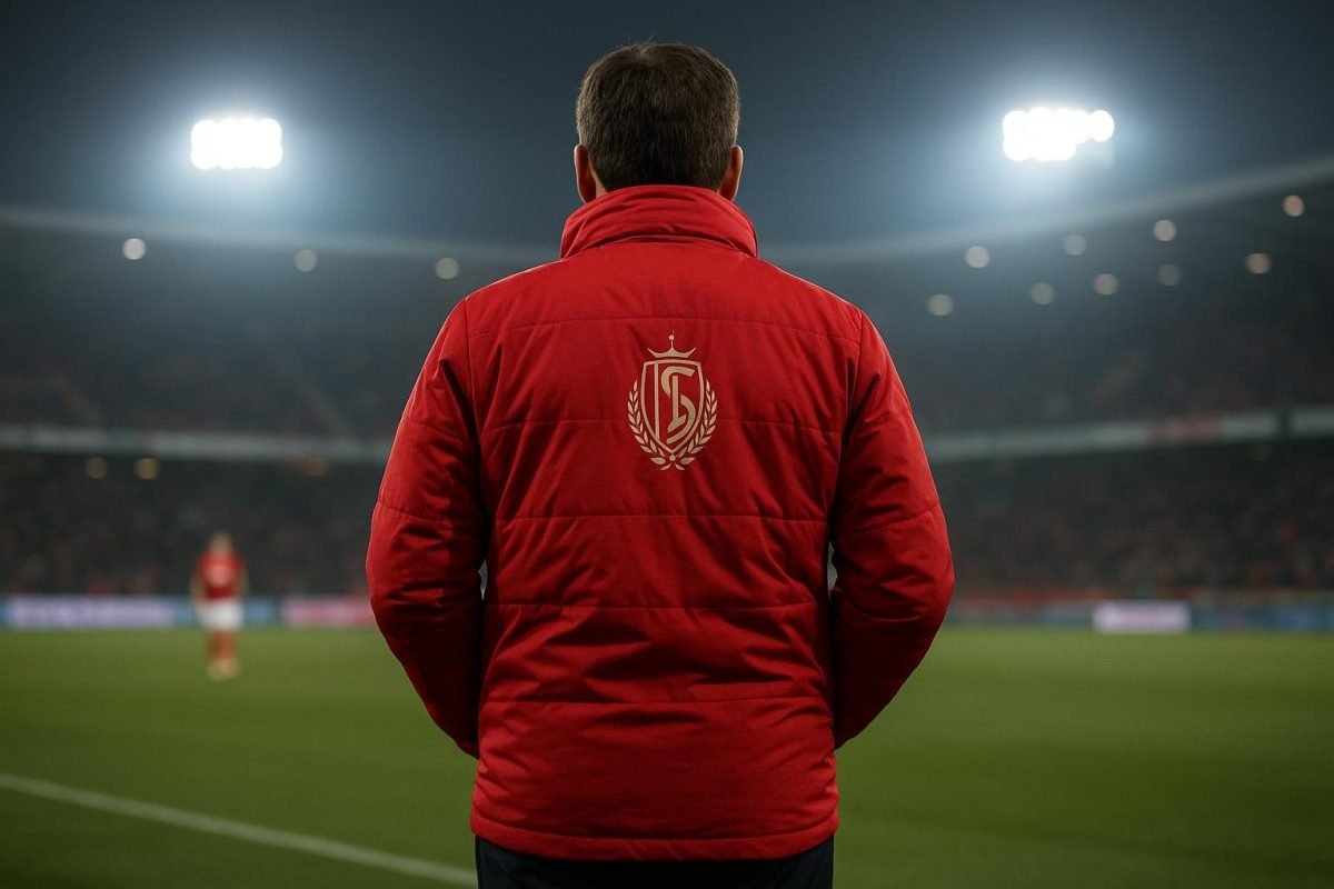 Vincent Euvrard langs de zijlijn bij Standard Luik tijdens de Europe Play-Offs