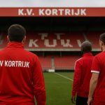 Sfeerbeeld aan het Guldensporenstadion van KV Kortrijk bij clubnieuws rond de kern