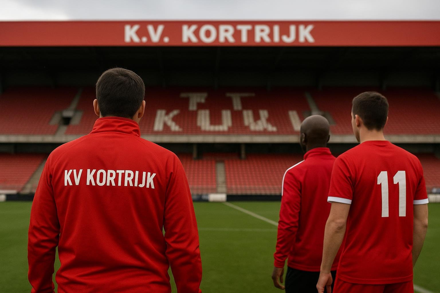 Sfeerbeeld aan het Guldensporenstadion van KV Kortrijk bij clubnieuws rond de kern