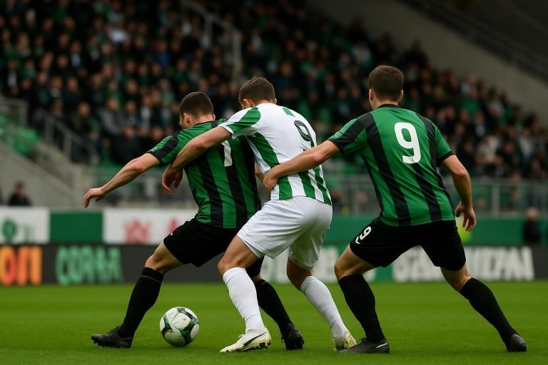 Spelmoment tijdens RAAL La Louvière tegen Cercle Brugge in de Easi Arena