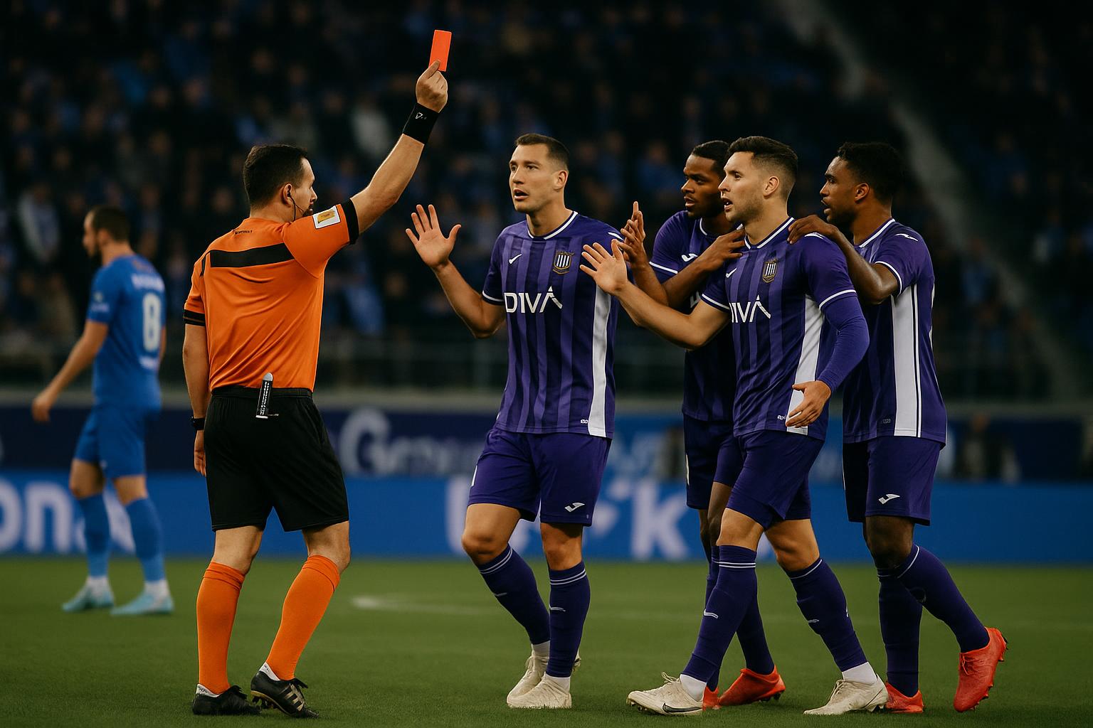 Spelers van RSC Anderlecht na het gelijkspel op het veld van KAA Gent.