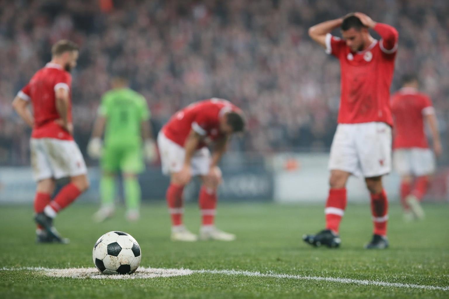 Geoffry Hairemans van Royal Antwerp FC na een gemiste strafschop op de Bosuil