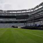 MetLife Stadium in New Jersey in aanloop naar een WK-finale met voorbereidingen rond een halftime-show