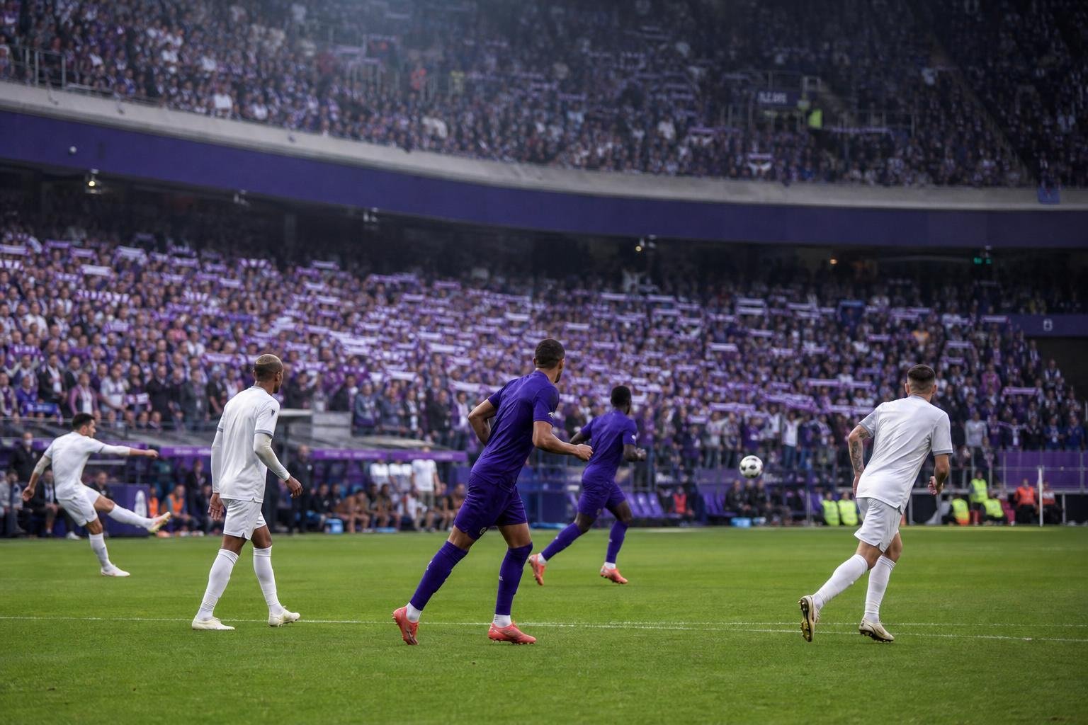 Sfeerbeeld in een stadion rond de bekerfinale tussen RSC Anderlecht en Union Saint-Gilloise