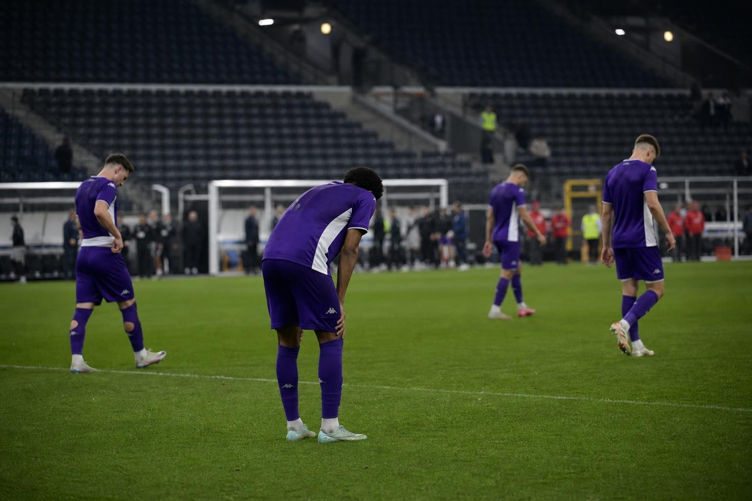 Teleurgestelde spelers van RSC Anderlecht na de verloren bekerfinale tegen Union.