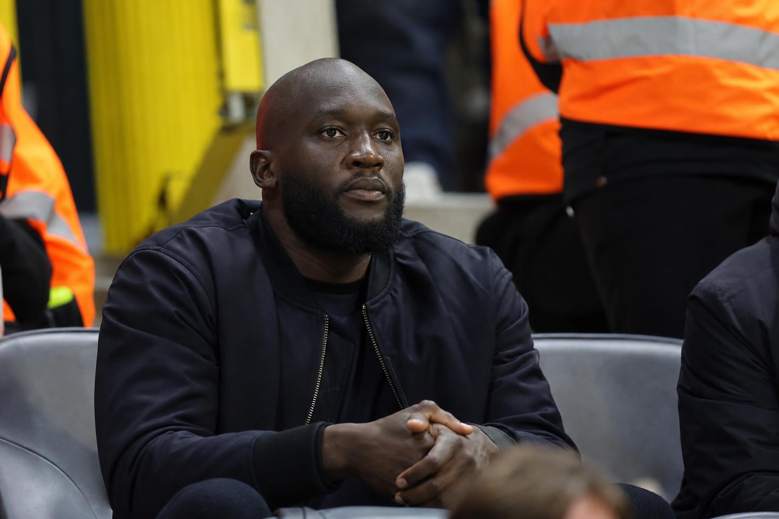 Romelu Lukaku op de tribune van het Koning Boudewijnstadion tijdens Anderlecht-Union