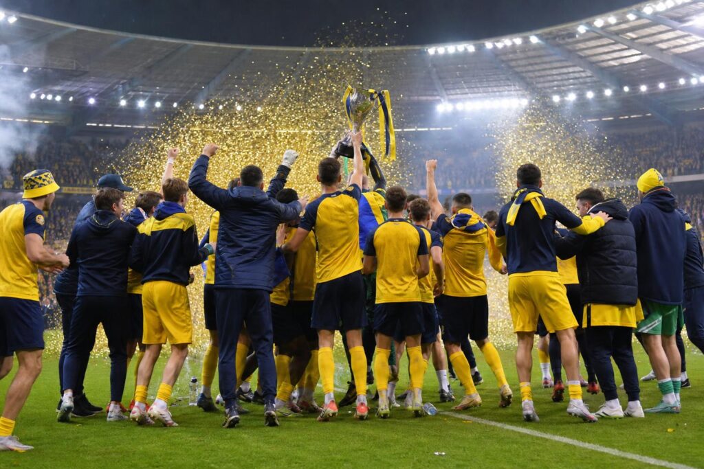 bekerwinst-union-schuift-europese-plaatsen-door-stvv-plukt-mee Sfeerbeeld rond Union SG na de gewonnen bekerfinale