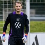 Sfeerbeeld van een doelman op training in stadioncontext bij Duitsland