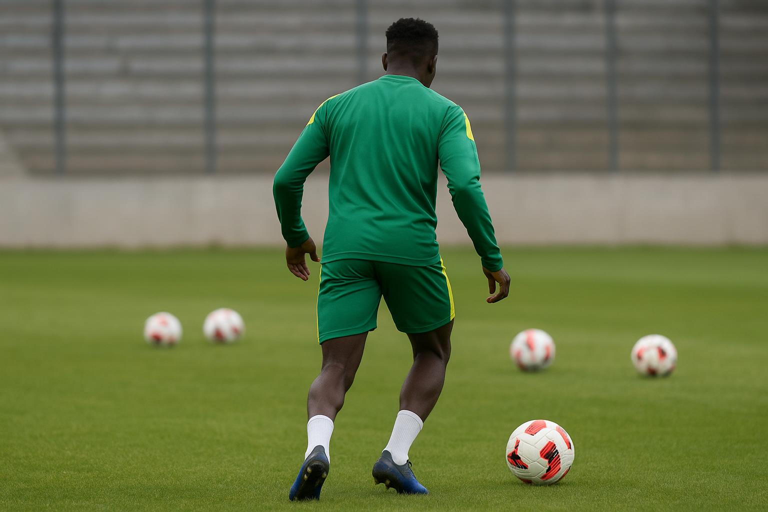 Ilay Camara tijdens een training op het veld met nationale ploegcontext
