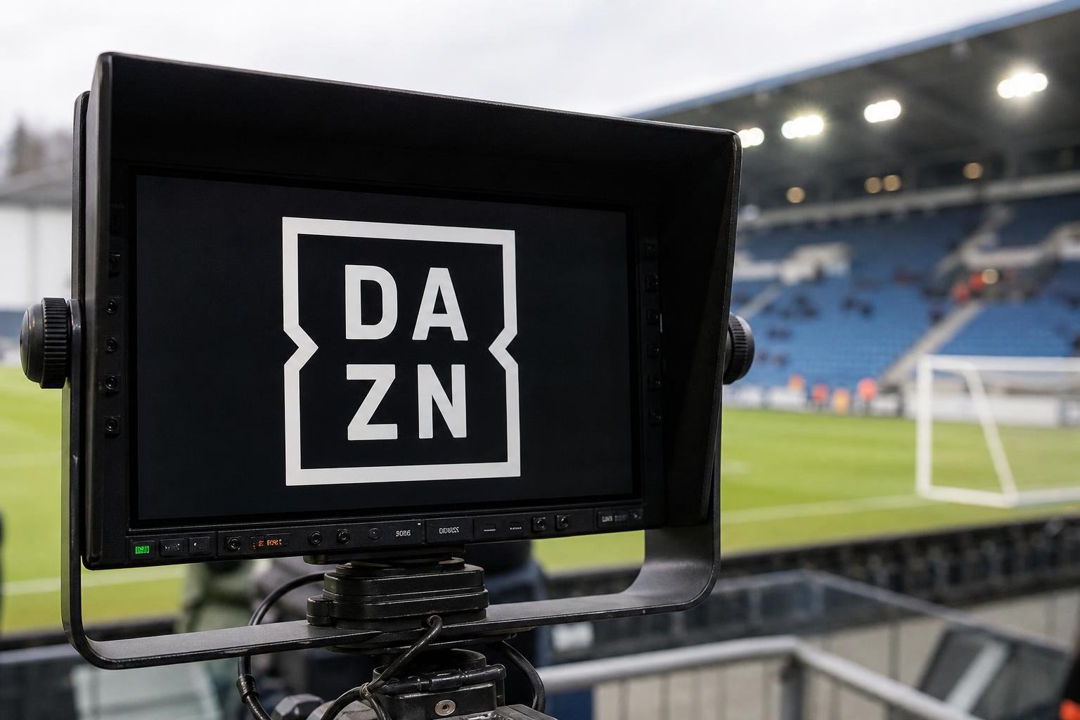 DAZN in beeld in een tv-omgeving rond de uitzendrechten van het Belgische voetbal