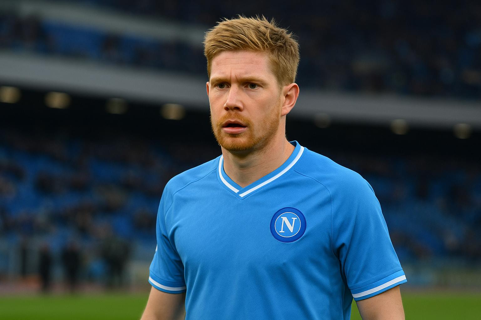 Kevin De Bruyne in Napoli-tenue tijdens een moment van focus rond een wedstrijd