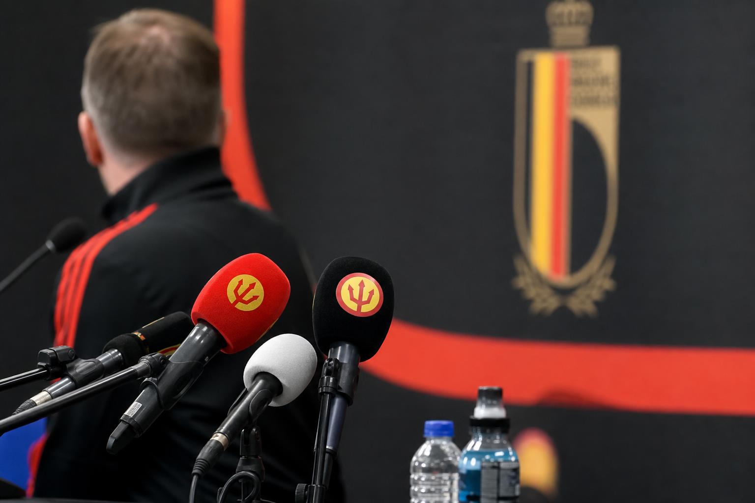Rudi Garcia in een persmoment rond de Rode Duivels richting WK-selectie