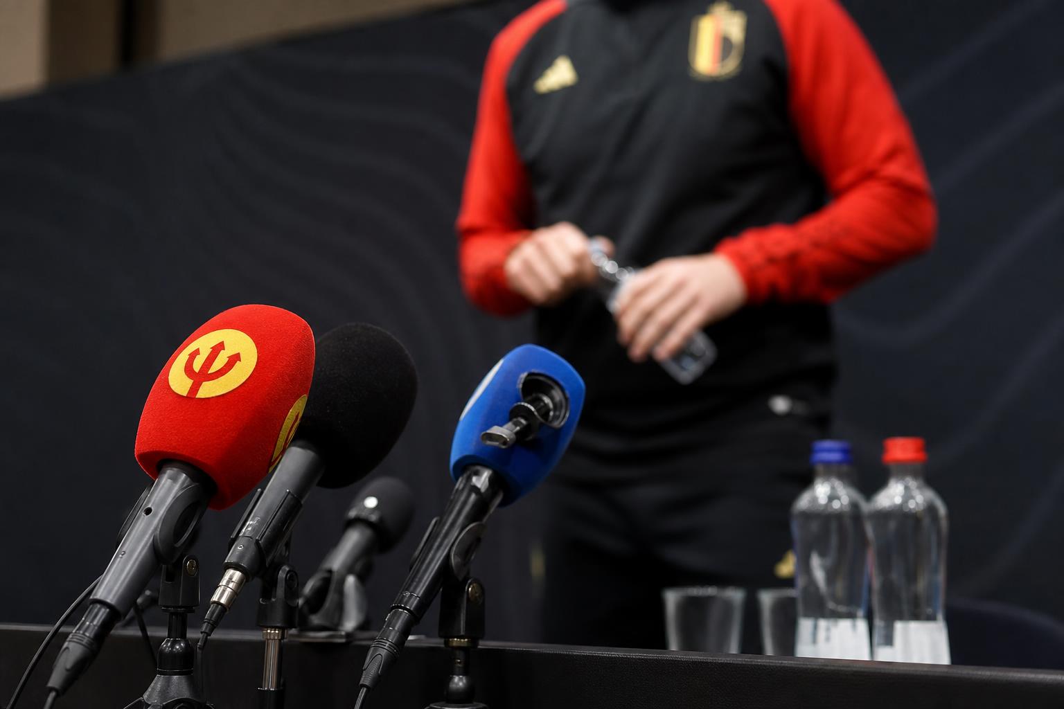 Bondscoach Rudi Garcia tijdens een persmoment met de Rode Duivels