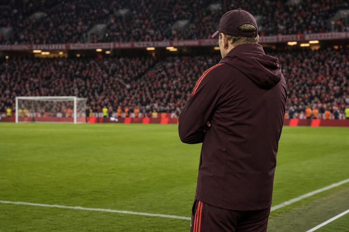 Vincent Kompany langs de zijlijn bij Bayern München tijdens een wedstrijd