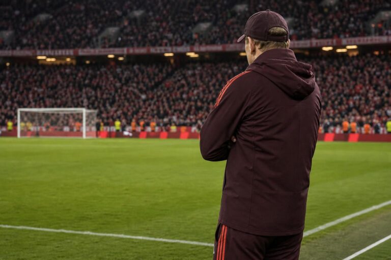 Vincent Kompany langs de zijlijn bij Bayern München tijdens een wedstrijd