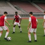 Jeugdspelers van Ajax op training in de Johan Cruijff ArenA-context