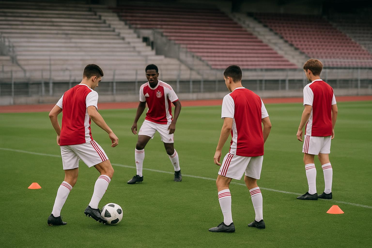 Jeugdspelers van Ajax op training in de Johan Cruijff ArenA-context