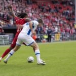 Wedstrijdbeeld van Standard tegen KRC Genk in Luik tijdens de Europe Play-offs