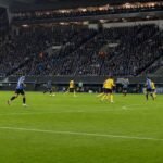 Sfeerbeeld in het Jan Breydelstadion tijdens Club Brugge tegen Union, zonder herkenbare gezichten.