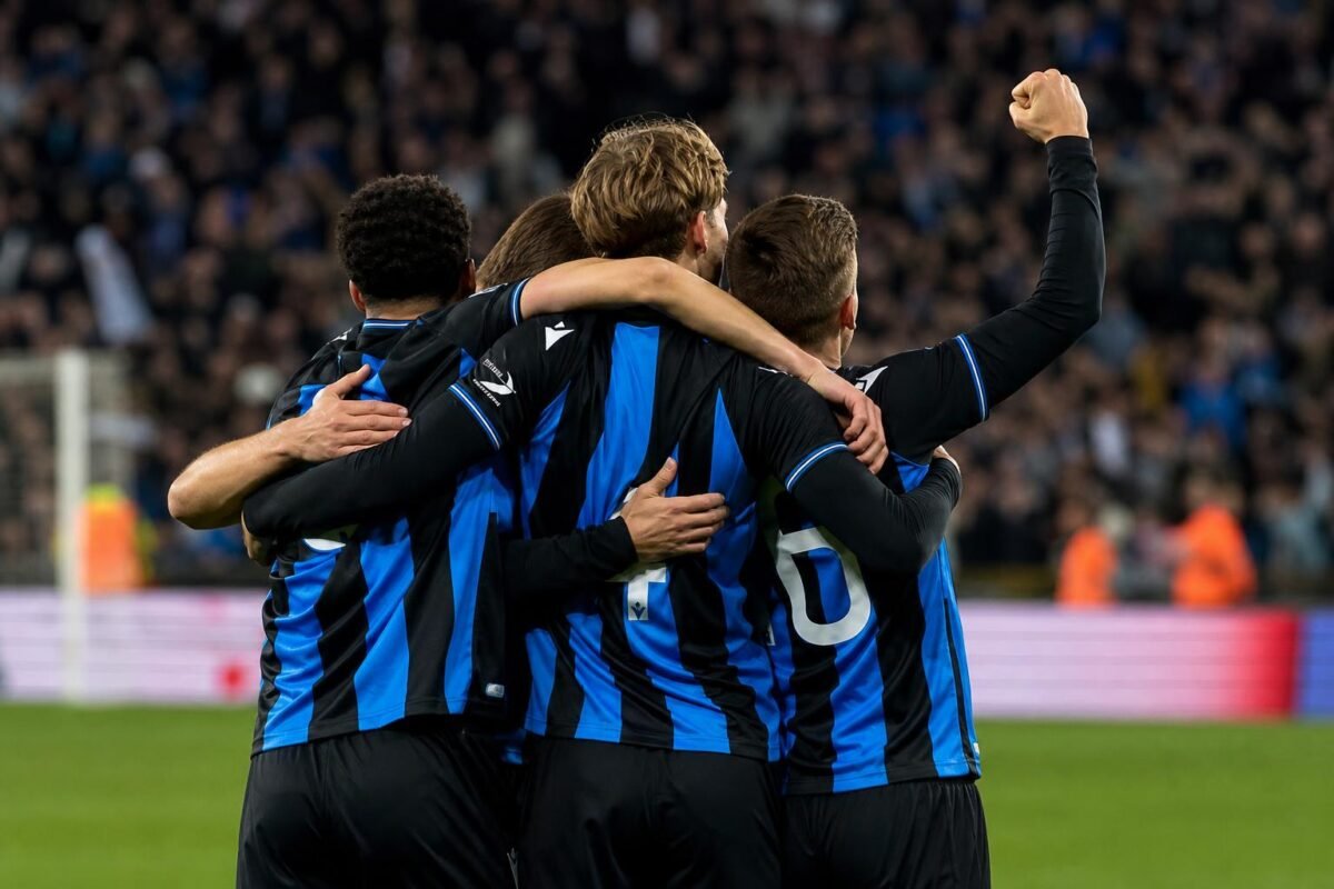 Hans Vanaken viert na een doelpunt voor Club Brugge in de titelmatch tegen Union SG.