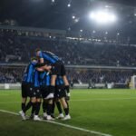 Spelers van Club Brugge vieren een doelpunt in de Champions' Play-Offs