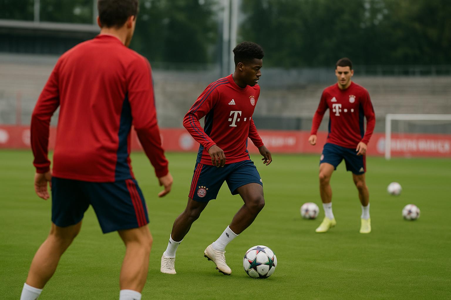 Training bij Bayern München in aanloop naar de terugmatch tegen PSG