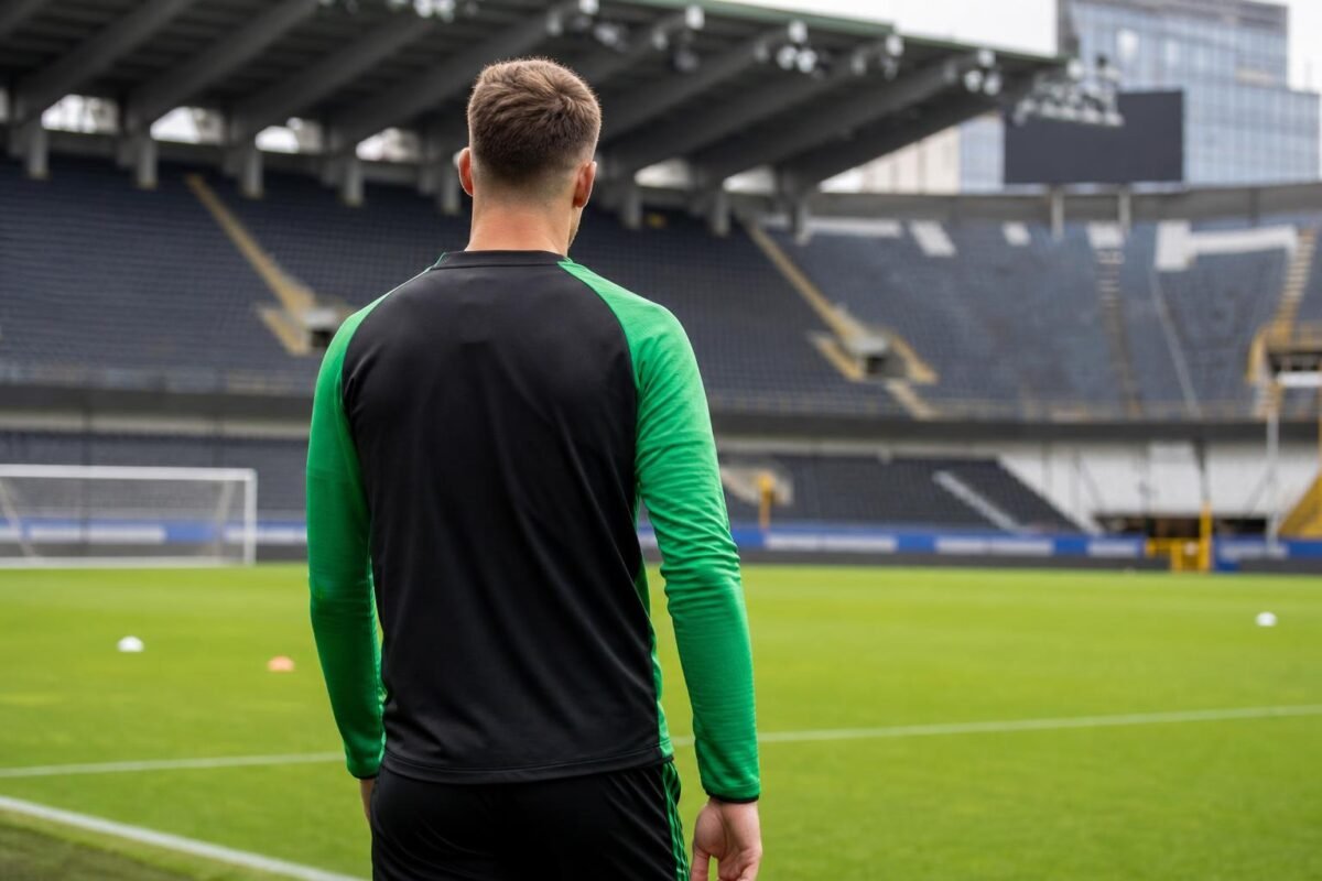 Nazinho van Cercle Brugge in trainingscontext, met focus op de linkerflank