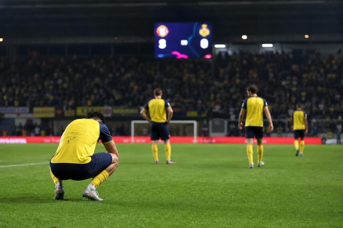Sfeerbeeld in een stadion tijdens Club Brugge tegen Union SG zonder herkenbare gezichten
