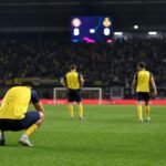 Sfeerbeeld in een stadion tijdens Club Brugge tegen Union SG zonder herkenbare gezichten