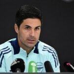 Mikel Arteta tijdens een persmoment na Arsenal tegen Burnley
