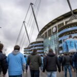 Sfeerbeeld rond het Etihad Stadium van Manchester City
