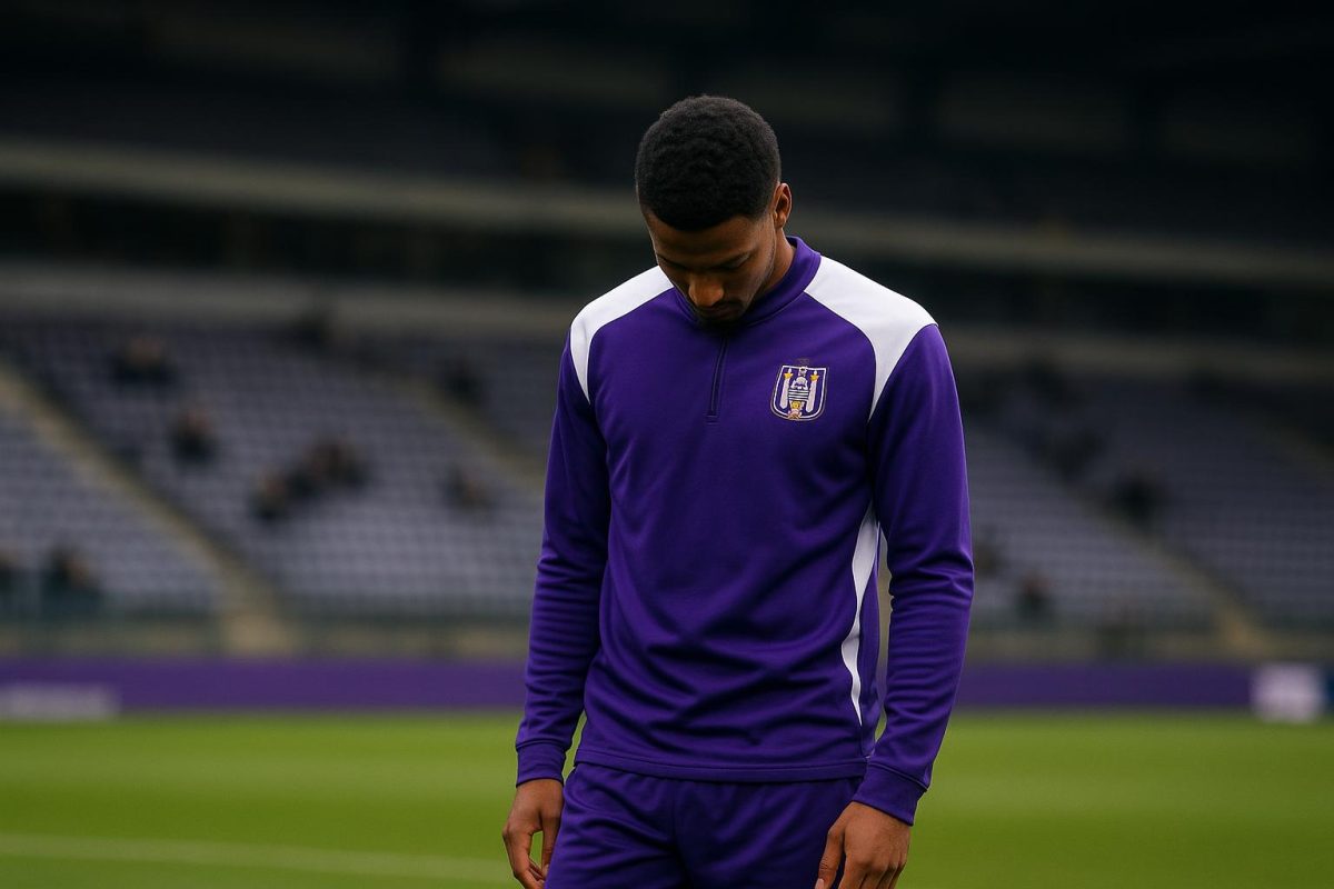 Nathan Saliba van RSC Anderlecht op training, gezien van achteren